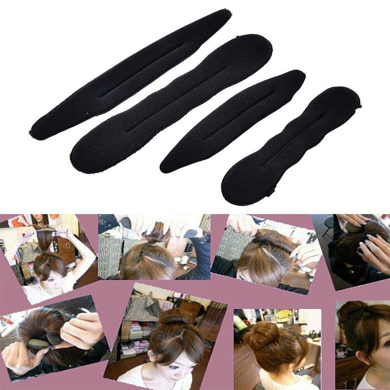 4 Pcs Magic Foam Sponge Hair Styling Clip Donut Bun Curler Maker Ring Tool T Bj