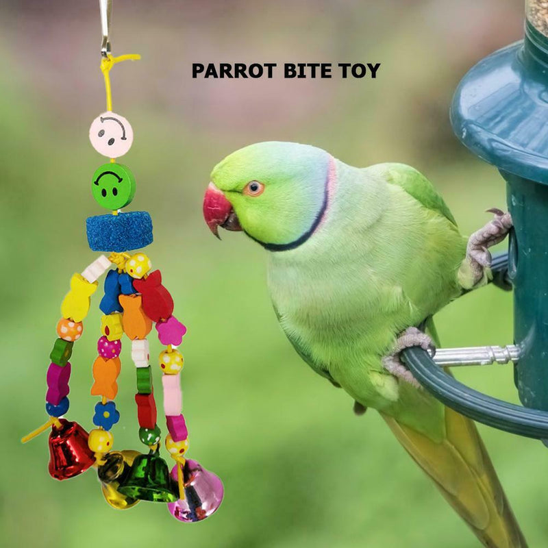 Parrot Toys Wooden Hanging Bell Cage Bird Climbing Swing Stand Pet Supplies
