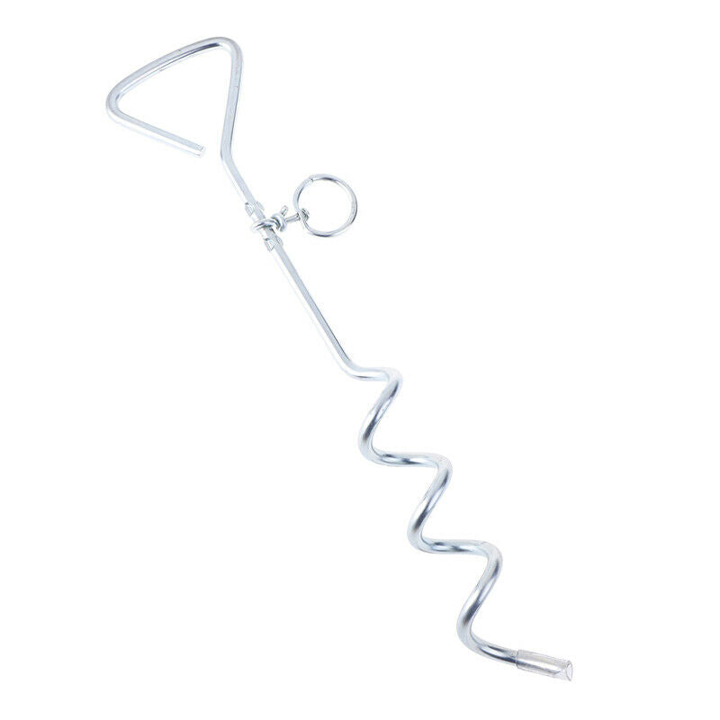 Spiral Anchor Cork Screw Dog Tie Out Stake Lead Chain Outdoor Camping FT