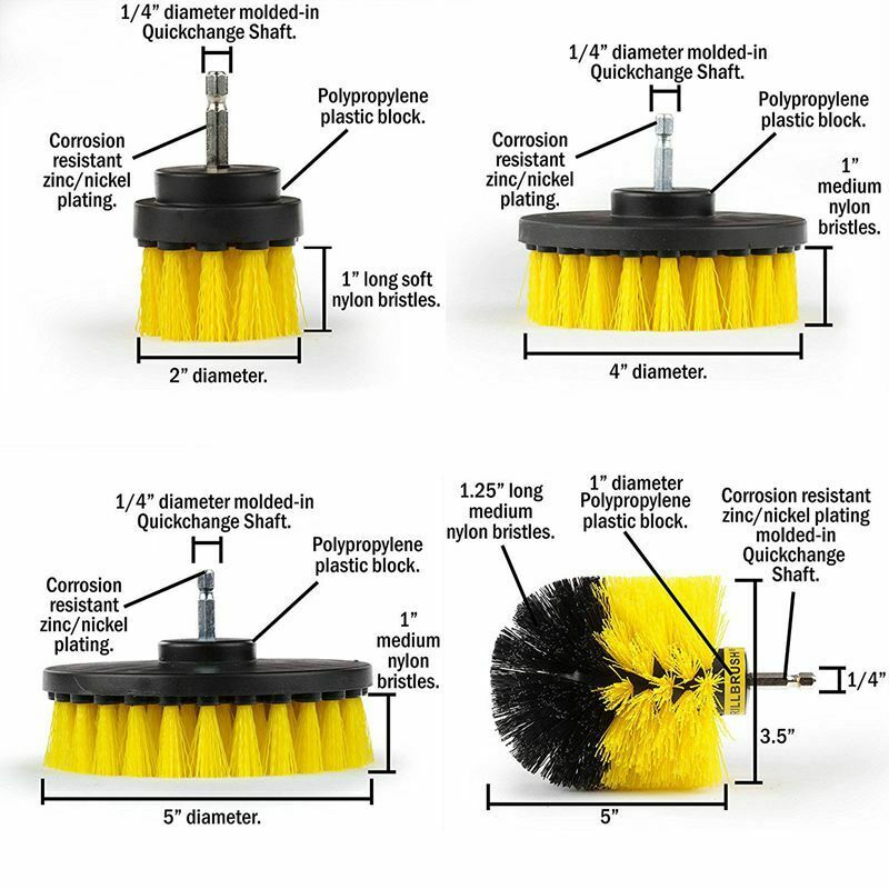 4 Piece Nylon Power Brush Tile and Grout Bathroom Cleaning Scrub Brush Kit Z4K6