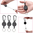 Black Retractable Key Chain Reel Steel Cord Recoil Belt Key Ring Badge Holder JR