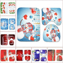 3 Pc/set Happy Santa Toilet Seat Cover Rug Bathroom Set Decor Soft Christmas