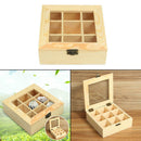 9 Compartment Display Case Wooden Tea Coffee Display Case Organizer Storage Box