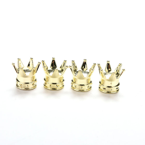 4x Car Golden Crown Tyre Tire Wheel Valve Stems Air Dust Cover Caps OZ