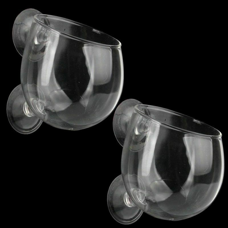 2X Glass Aquatic Plant Cup Pot 4X Suction Cups Fish Tank Aquarium Aquascape G2X5