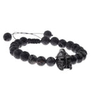 Men Black Spartan Helmet Beaded Natural Stone Adjustable Macrame Bracelet G I0M7