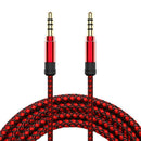 Heavy Duty 1.5M Red Nylon Braid 3.5mm Plug Male to Male Aux Extension Cable New