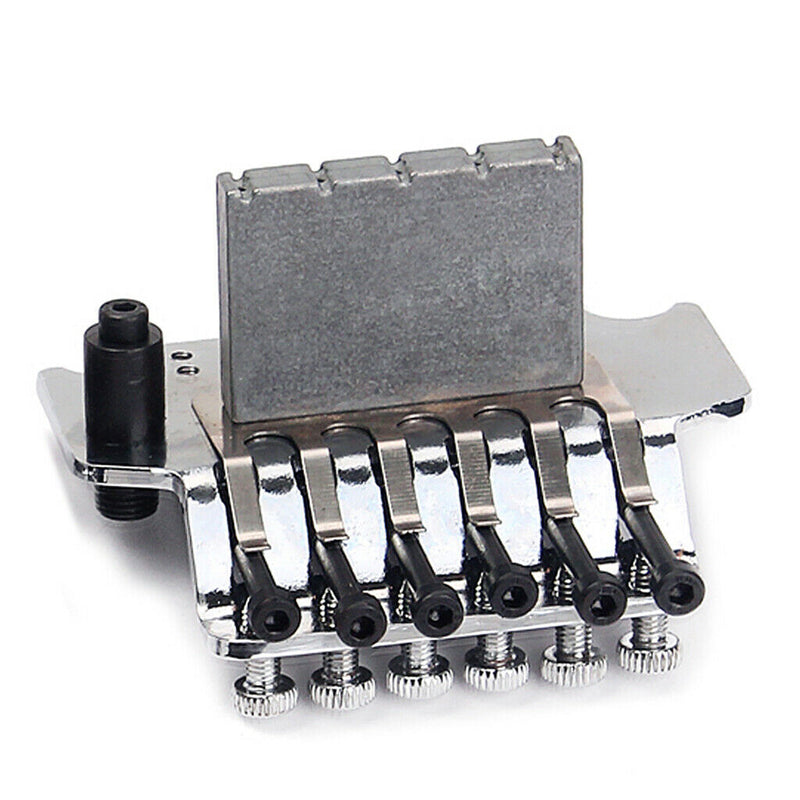 6 String Durable Tailpiece Double Tremolo Bridge Saddle Replace Parts Chrome
