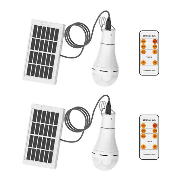 2 Pieces Solar Power Light Bulb Camping Tent Lamp LED Hiking Fishing Outage