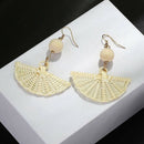 Natural Rattan Earrings For Women Wicker Straw Earrings Statement Weaving E M4U3