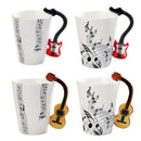 Musical Notes Design Ceramic Drink Tea Mug Cup Wood Guitar Freedom