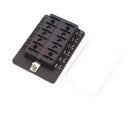 12 Way Fuse Block Blade Fuse Box Holder w/ LED Indicator 12pcs 5-30A Fuses