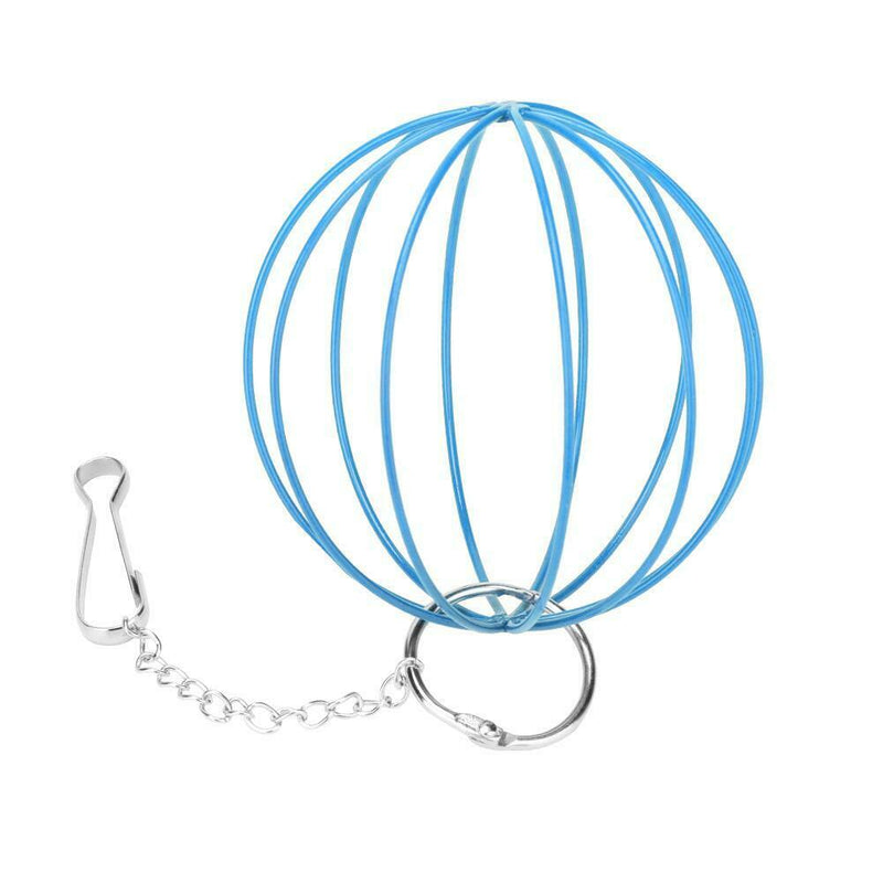 Stainless Steel Plating Pet Hay Manger Food Ball Rabbit Grass Rack (Blue)