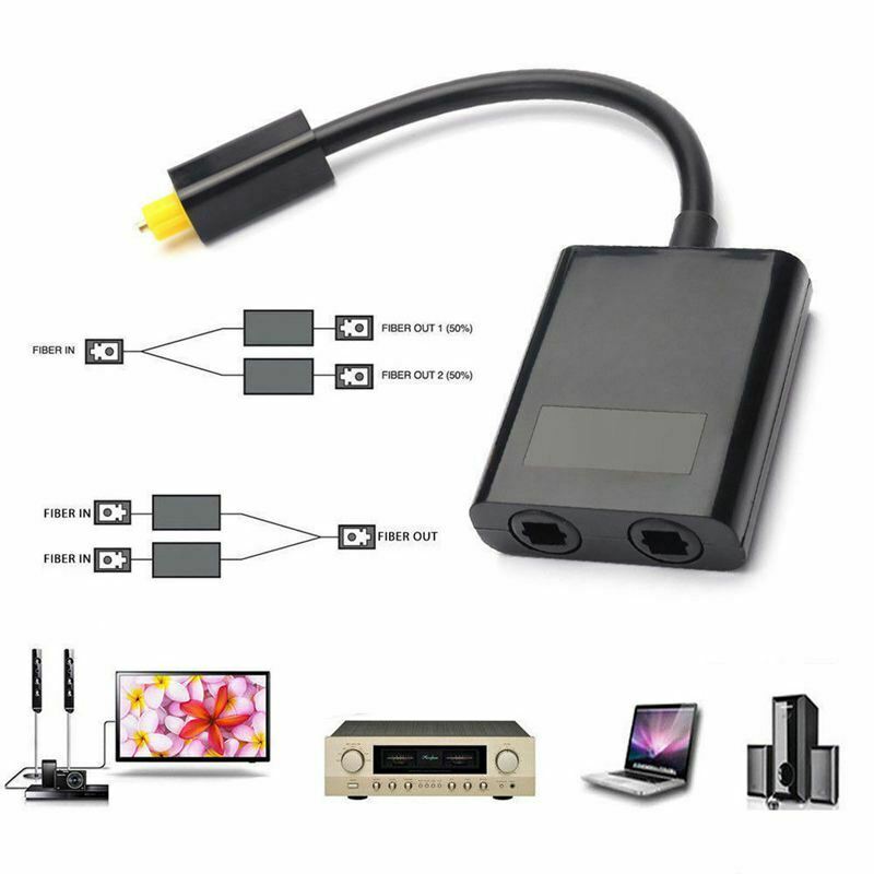 Dual Port Digital Optical Fiber Audio Splitter Cable Adapter 1 In 2 Out X5P4