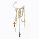 Metal Cross Long Tassel Non-pierced Ear Cuff Earring Women Hot