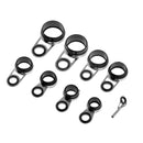 9pcs Stainless Steel Ceramic Fishing Rod Guides Eye Ring Tip Line Ring