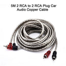 High Quality 5M 2 RCA to 2 RCA Plug Twisted-Pair Car Stereo Audio Copper Cable