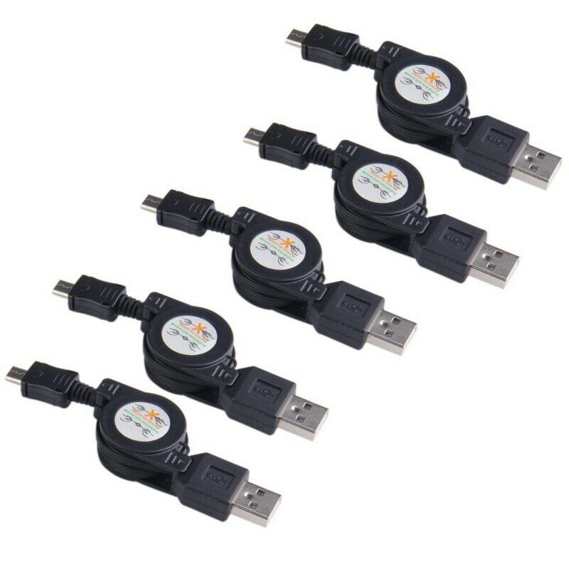 Lot 5 times Micro-USB retractable synchronous load cable black V9Q3