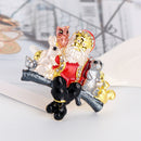Xmas Brooch Santa Claus Rhinestone Bear Rabbit Collar Pin Badges Jewelry