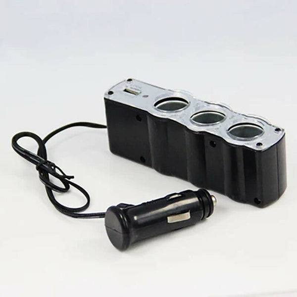 3 Way Cigarette Lighter Socket Splitter Power Adapter Dual USB Car Charger 12V