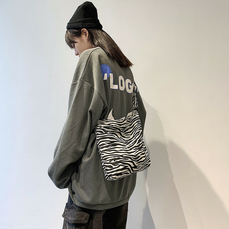 Casual Canvas Shoulder Bag Women Animal Pattern Crossbody Handbag (1 Zebra)