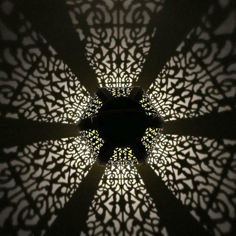 Outdoor Lighting Solar Power LED Hanging Hexagonal Garden Yard Light Lamp A