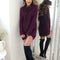 Women Turtleneck Cotton Long-Sleeves Bodycon Pure Color Dress (Wine Red M) A
