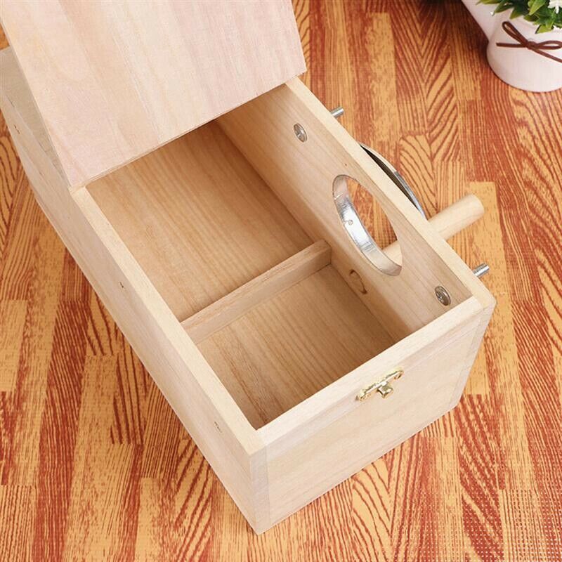 Bird Parrot Holder Wooden Bird Nesting Organizer Clear View Window Bird Hou