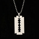 Street Punk Unisex Razor Blade Shaped Fashion Steel Dogtag Necklace Pendant U2L5