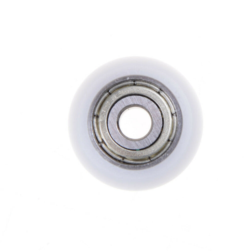 1 Nylon Plastic Carbon Steel Pulley Wheels Roller Groove Ball Bearing White JR