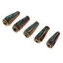 5x Copper Nepal Handmade Buddha Beads for DIY Jewelry Making Craft 1.7x0.6cm