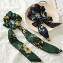 Elegant Women'S Stretch Hair Band Printed Flowers Hair Ring Bow Hair Ring P