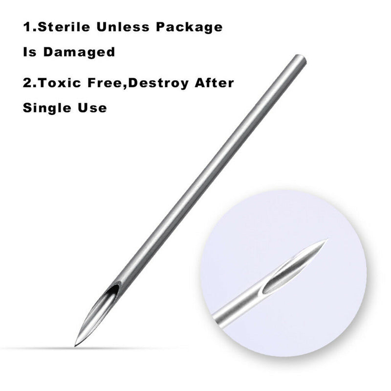 10x Stainless Body Piercing Needles 16G for Lip Nipple Nose Body Art Tool