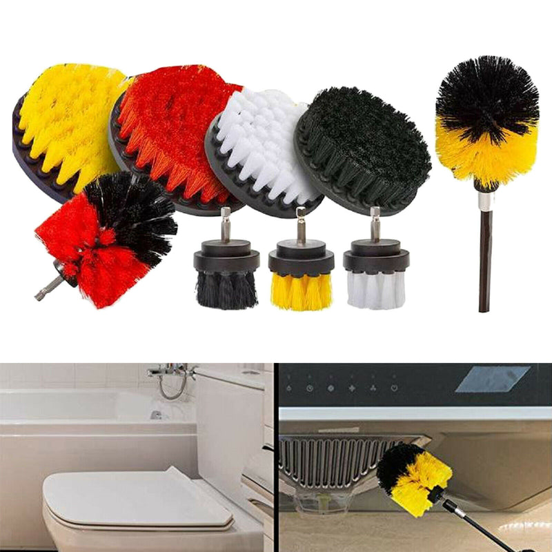 10pcs Drill Brush Car Washing Kit Detailing Power Brush with Extension Rod Auto