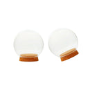 2xDia 12cm Glass Display Cloche Jar Dome Wooden Base Centerpiece