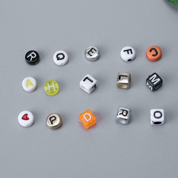 1 Set Acrylic Letters Beads Set Crafts DIY Alphabet Beads For Jewelry #gib