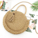 Round Fringed Straw Bag Shoulder Versatile Casual Handbags Paper Rope Woven