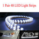 2pcs White 48-LED Side Headlight Daytime Running DRL Driving Strips Shine Lights