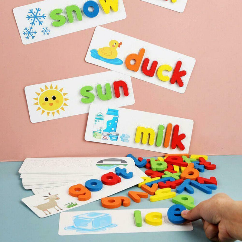 Wooden Cardboard English Spelling Alphabet Game Spelling Early Education Kids