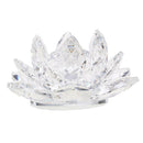 Crystal Lotus Flower Buddhist Ornament Feng Shui Art Glass Paperweight Clear