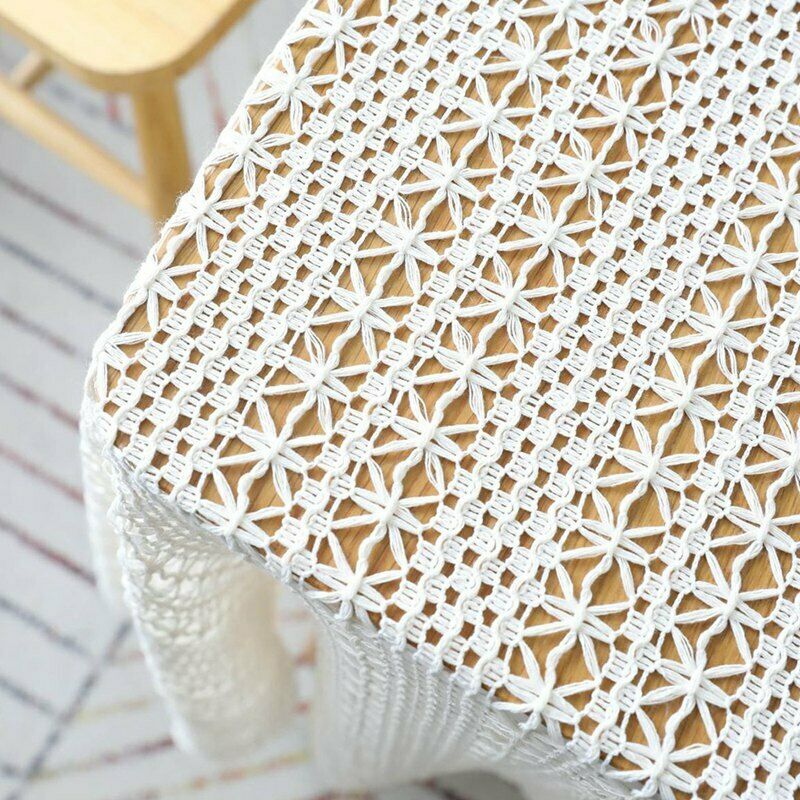 White Table Clothes For Wedding Rectangle Crochet Tables Cover Handmade Hol D5C7