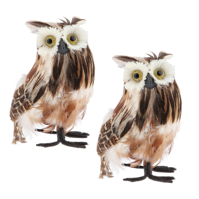 2Pcs Realistic Plush Owl Decor, Kids Educational Toys, 7-inch, Brown