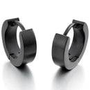 Stainless Steel Stallion Aro Hoop Huggie Earrings Black Polished Man J9K7