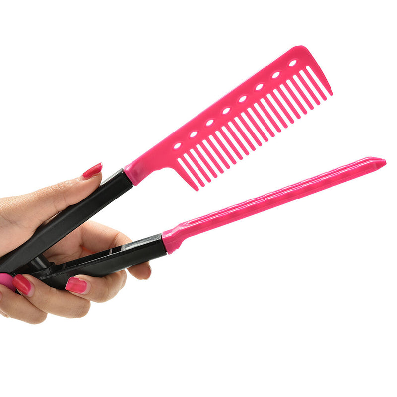 Folding V Comb Hair Straightener Hairdressing Salon Straightening Brush Usefu Gw