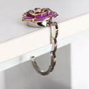 Textured Shimmery Zinc alloy Handbag Womens Foldable Purse Hook purple