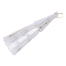 Sequin Flower Detailings White Nylon Hand Folding Fan