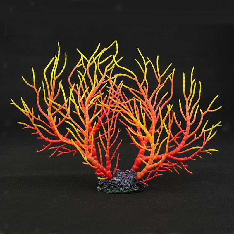 Red Yellow Artificial Coral Ornament Underwater Plants for Aquarium Fish Tank