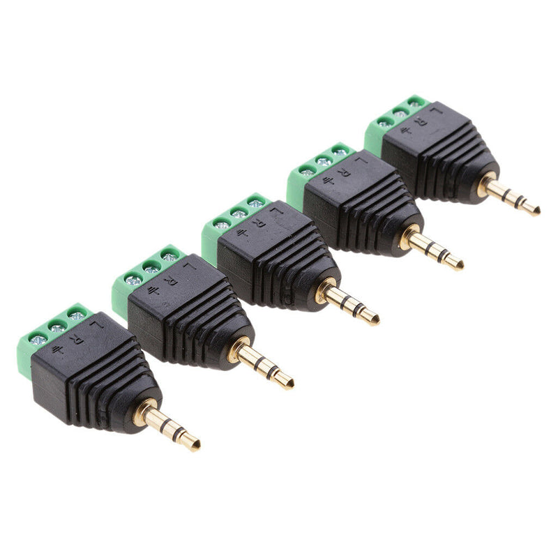5x 3.5mm 3 Pole Stereo Audio Vedio Male to 3 Screw Terminal Female Adapter