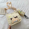 2pcs/set Women Canvas Cat Print Shoulder Crossbody Handbags Pen Bag (Beige)