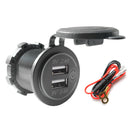 For Motorcycle Touch Switch 4.8A Dual USB Charger Socket Outlet with Power Cord